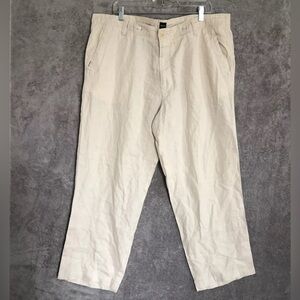 Boss Hugo Boss Linen Pants Lagenlook Beige Drawstring Size 40R Mens 40 x 28